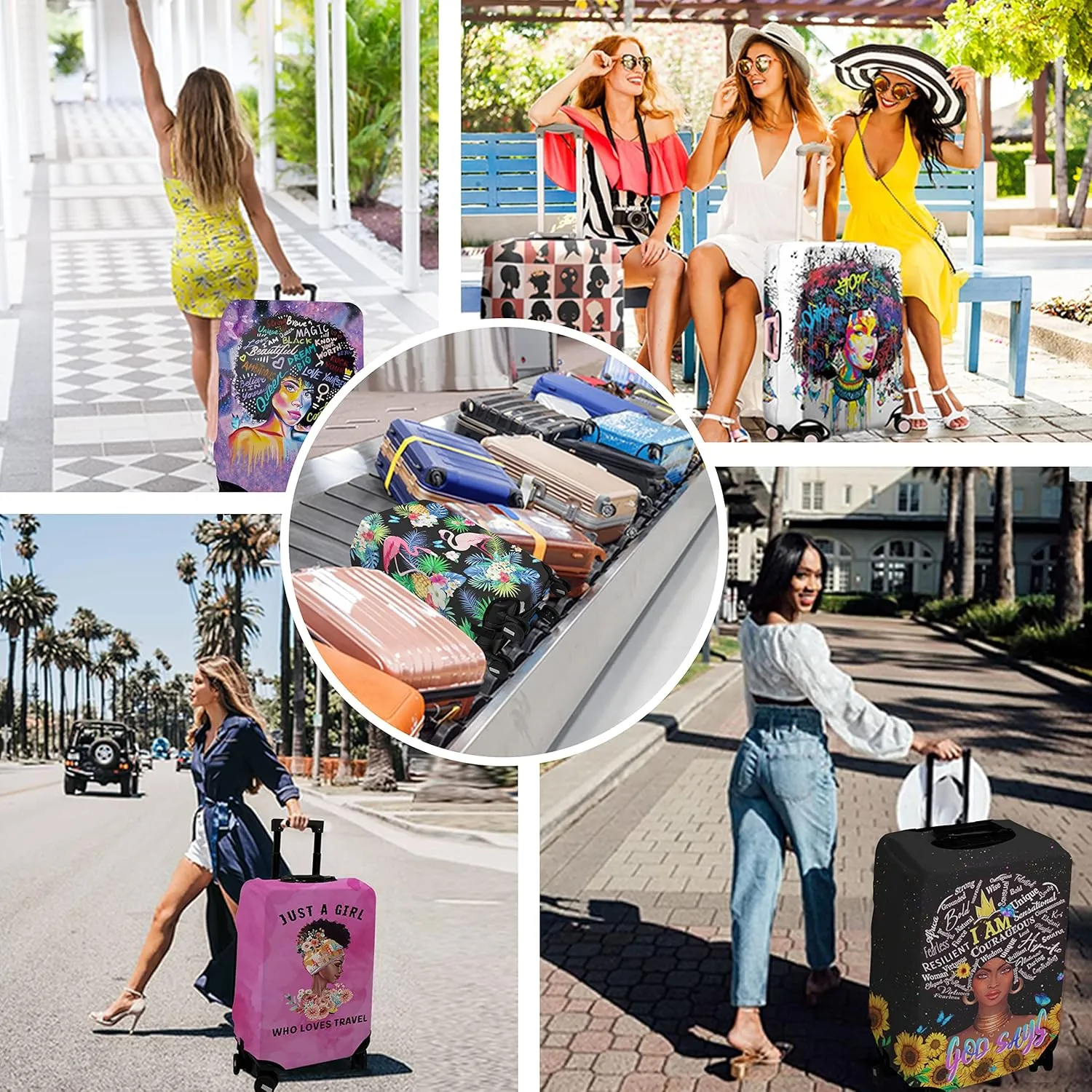 Luggage Cover Approved Cute Travel Suitcase Protector Fashion Queen Elastic Washable Unique Themed Baggage Covers for 18-20 inch Luggage(S)