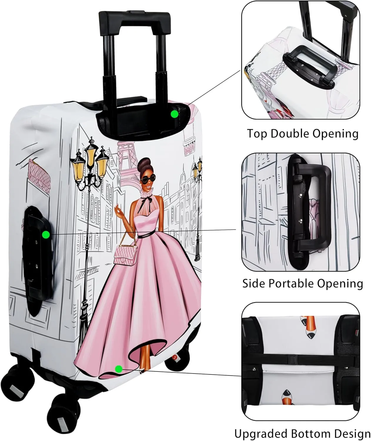 Luggage Cover Approved Cute Travel Suitcase Protector Fashion Queen Elastic Washable Unique Themed Baggage Covers for 18-20 inch Luggage(S)