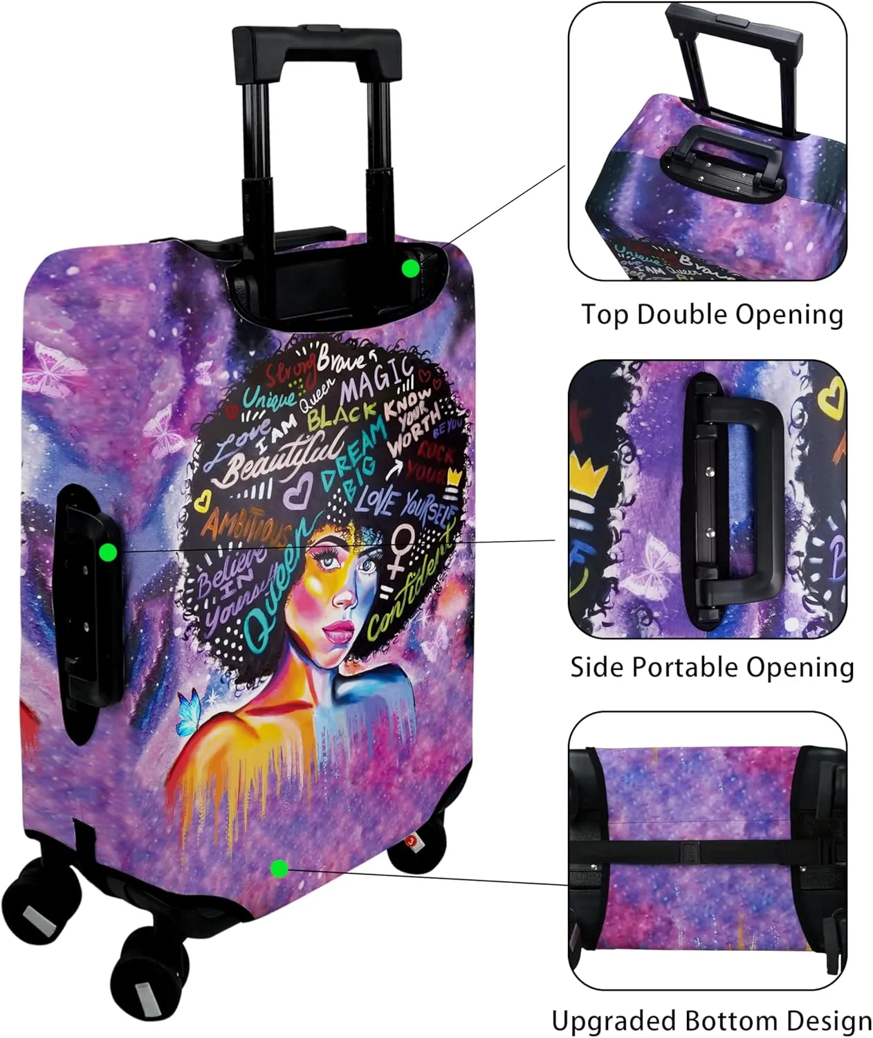 Luggage Cover Approved Cute Travel Suitcase Protector Magic Queen Elastic Washable American Themed Suitcase Covers for 18-20 Inch Luggage(S)