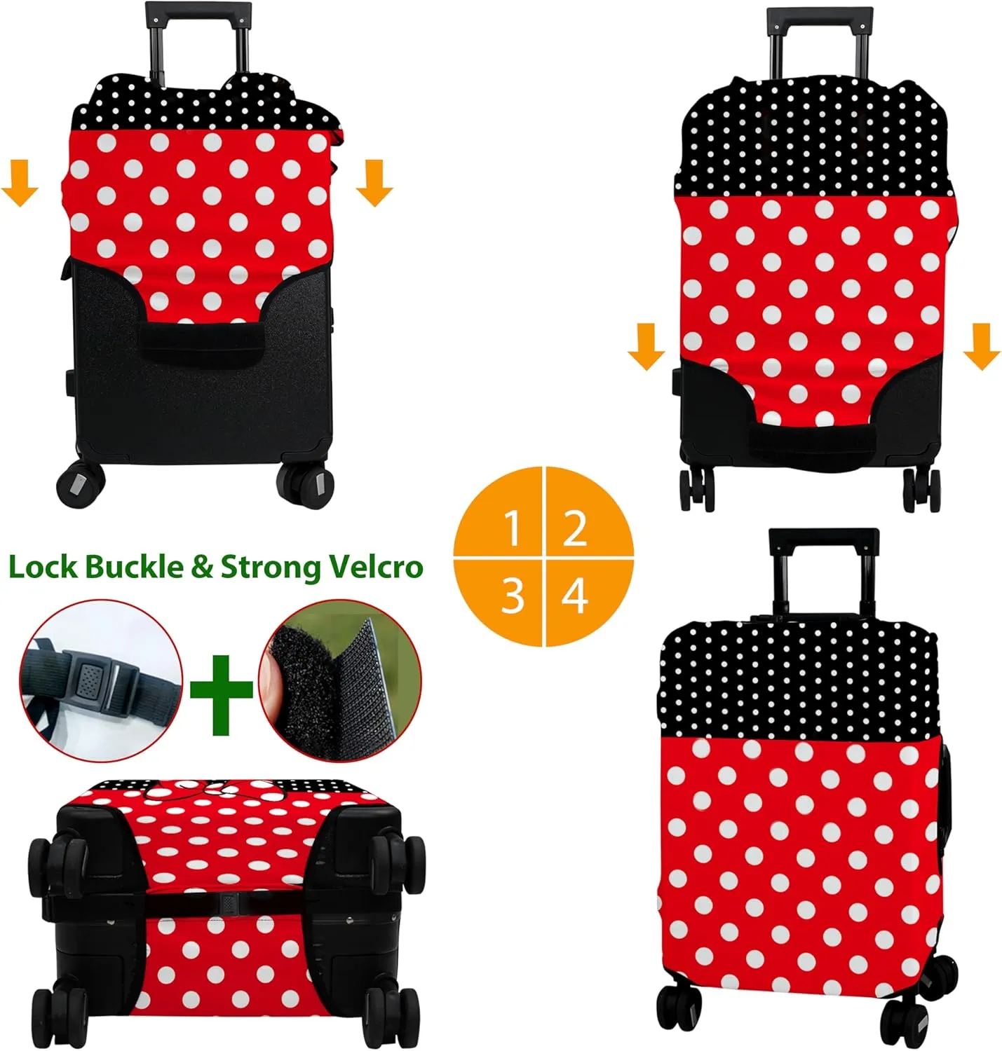 Luggage Cover Approved Travel Suitcase Protector Cute Dots Bow Elastic Washable Baggage Covers for 18-20 inch Luggage(M)