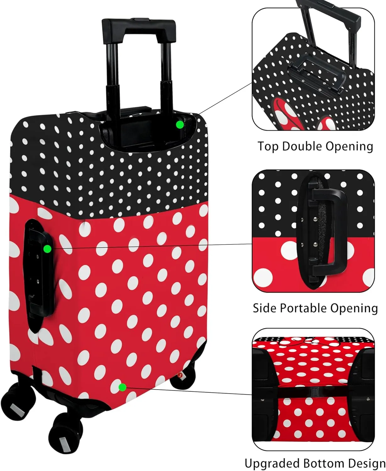 Luggage Cover Approved Travel Suitcase Protector Cute Dots Bow Elastic Washable Baggage Covers for 18-20 inch Luggage(M)