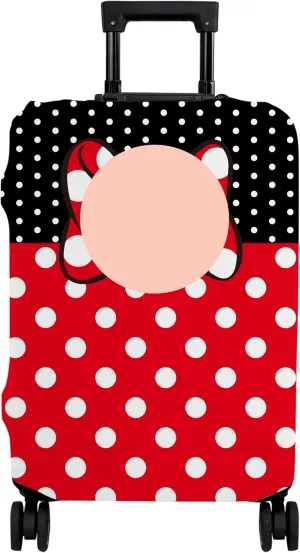 Luggage Cover Approved Travel Suitcase Protector Cute Dots Bow Elastic Washable Baggage Covers for 18-20 inch Luggage(M)