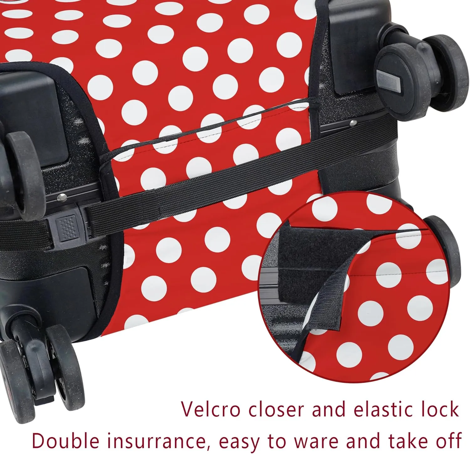 Luggage Cover Approved Travel Suitcase Protector Cute Dots Bow Elastic Washable Baggage Covers for 18-20 inch Luggage(M)