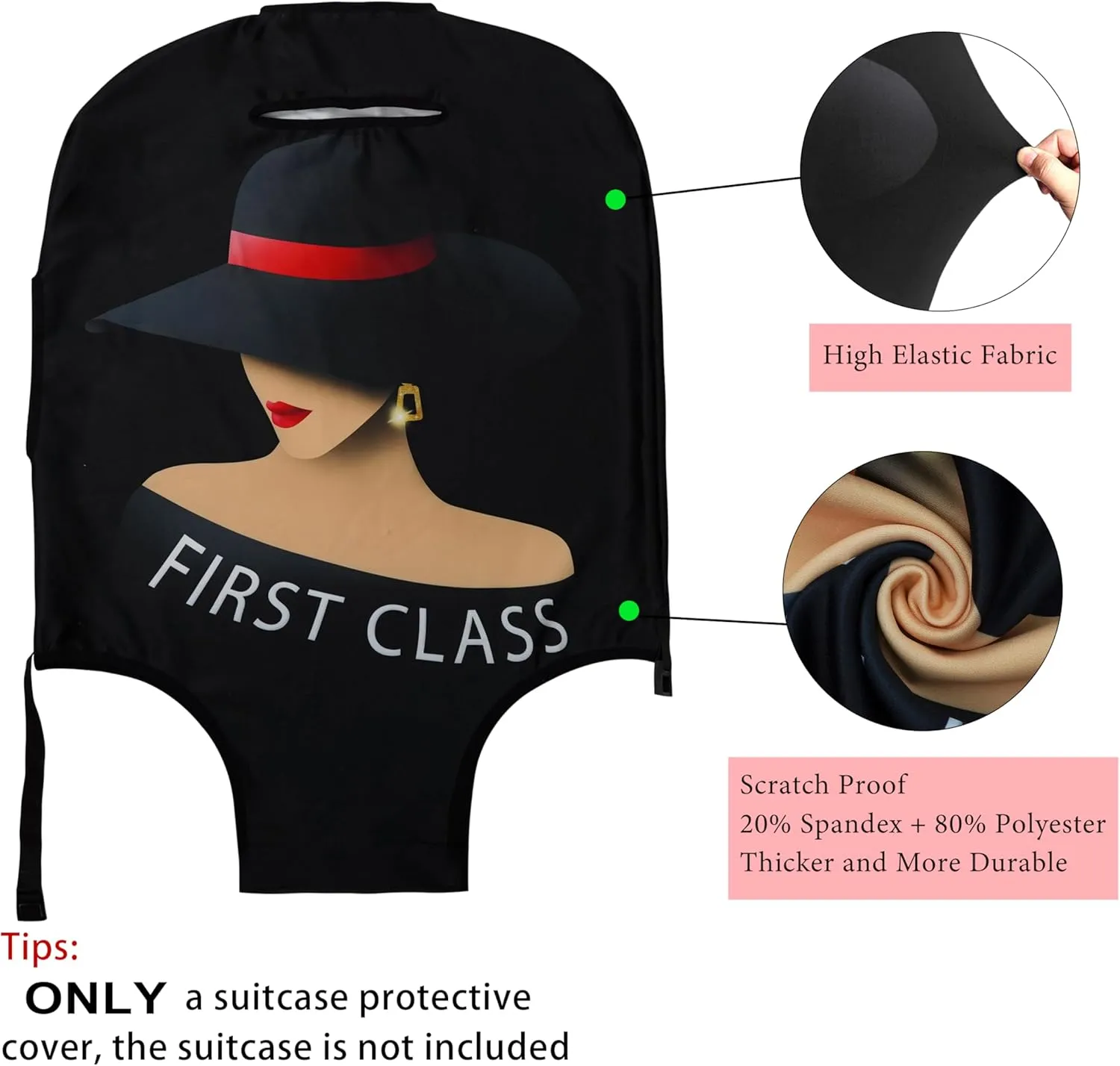 Luggage Cover Approved Travel Suitcase Protector Fashion Queen Elastic Washable Unique Themed Suitcase Covers for 25-28 Inch Luggage (L)