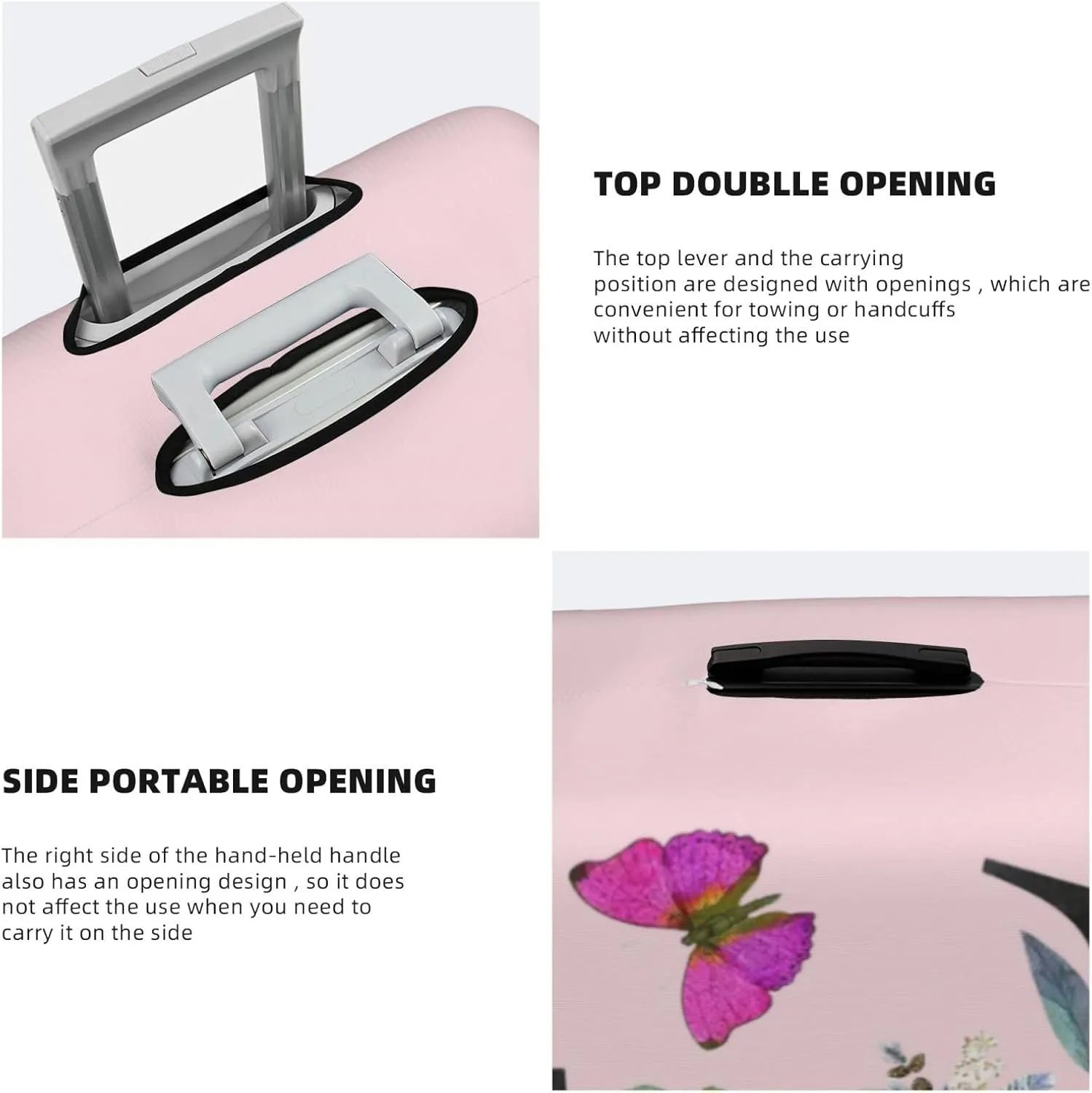 Luggage Cover Flower Butterfly Letter L Pink Suitcase Protector fits 18-32inch Travel Suitcase Cover Dustproof Washable with Concealed Zipper for Wheeled Suitcase LC944