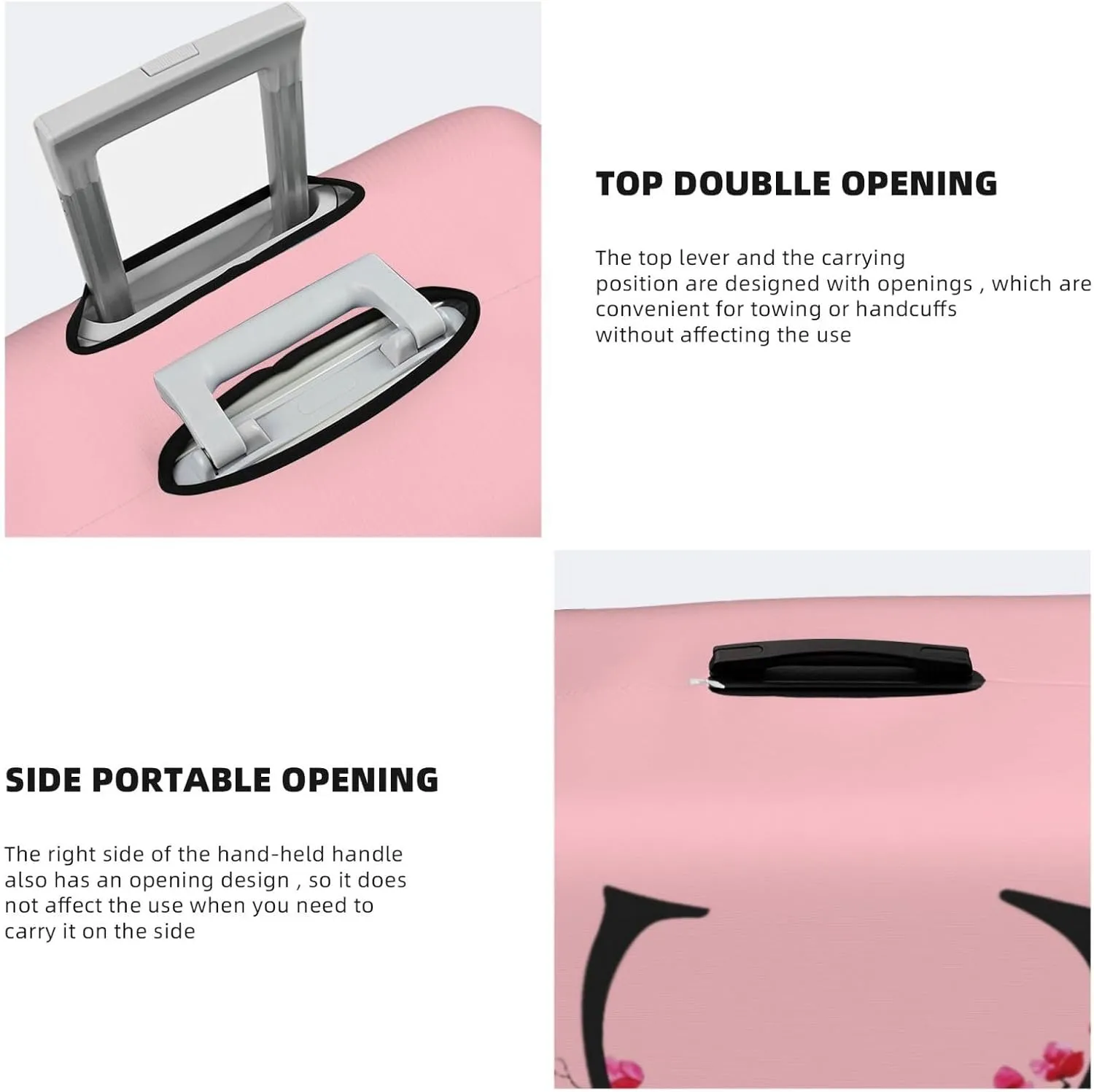 Luggage Cover Flower Letter C Pink Suitcase Protector fits 18-32inch Suitcase Cover Washable Dustproof with Concealed Zipper for Wheeled Suitcase LC115