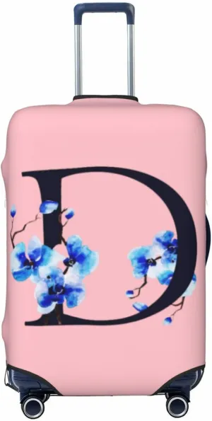 Luggage Cover Flower Letter D Pink Suitcase Protector fits 18-32inch Suitcase Cover Washable Dustproof with Concealed Zipper for Wheeled Suitcase LC120