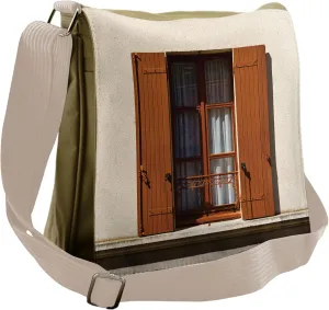 Lunarable Country Messenger Bag, Urban Old Village Window, Unisex Cross-body