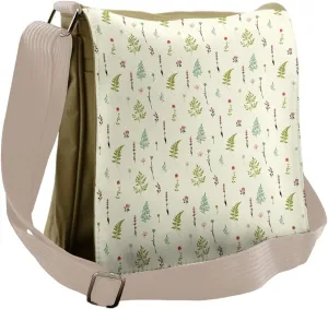 Lunarable Garden Messenger Bag, Fern Iris Dandelion Mimosa, Unisex Cross-body