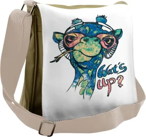 Lunarable Giraffe Messenger Bag, Humorous Wild Animal Words, Unisex Cross-body