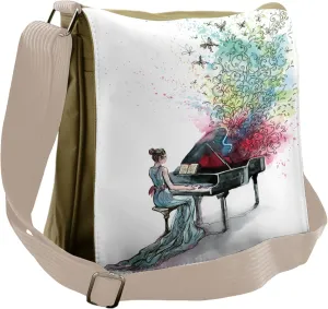 Lunarable Music Messenger Bag, Grand Piano Musician Pianist, Unisex Cross-body