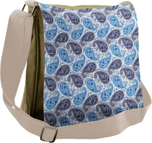 Lunarable Paisley Messenger Bag, Dramatic Floral Arrangement, Unisex Cross-body