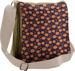 Lunarable Pumpkin Messenger Bag, Trick or Treat Tradition, Unisex Cross-body