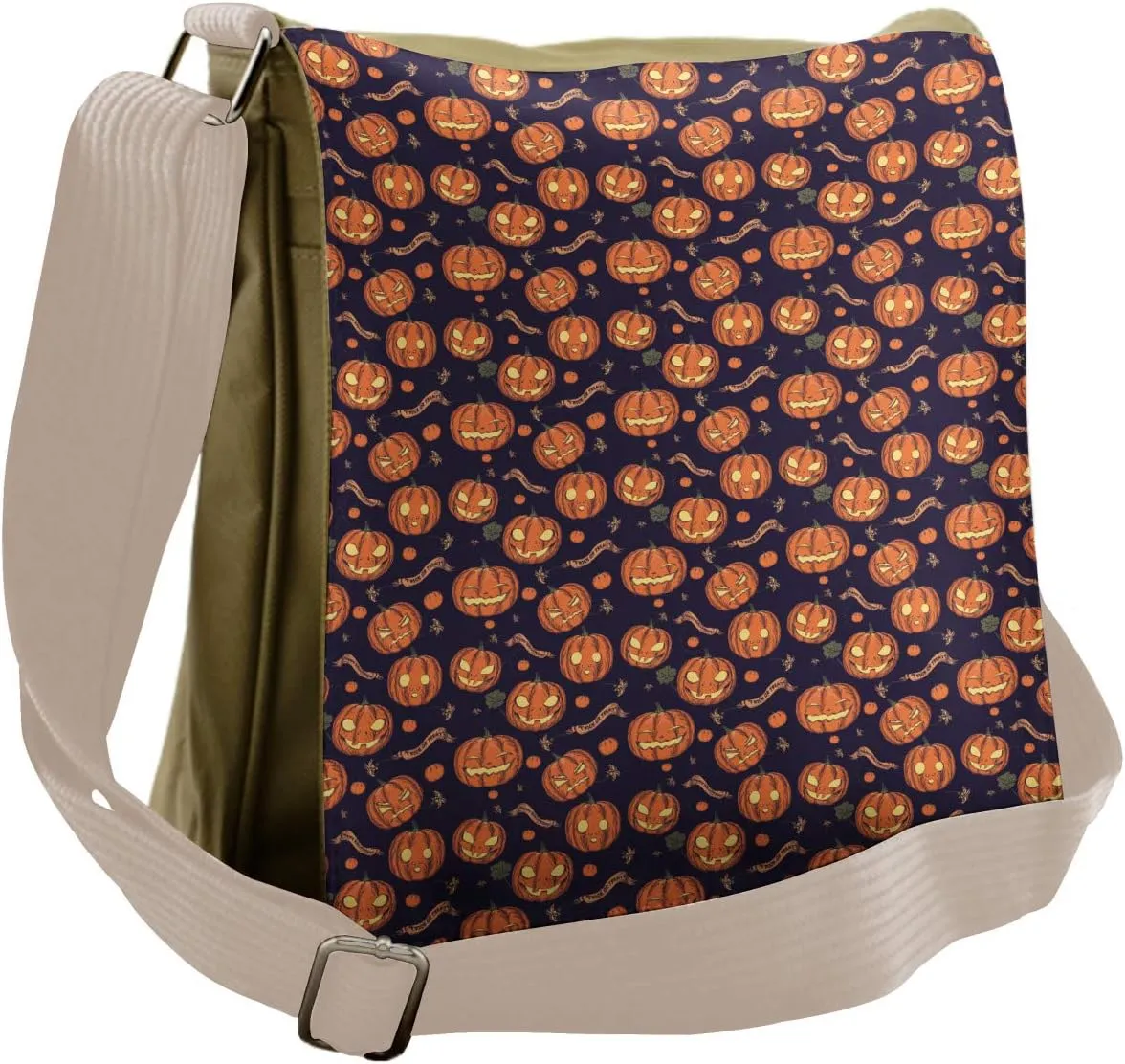 Lunarable Pumpkin Messenger Bag, Trick or Treat Tradition, Unisex Cross-body