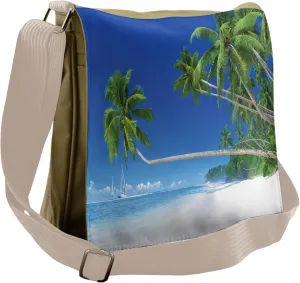 Lunarable Sailboat Nautical Messenger Bag, Tropic Forest, Unisex Cross-body