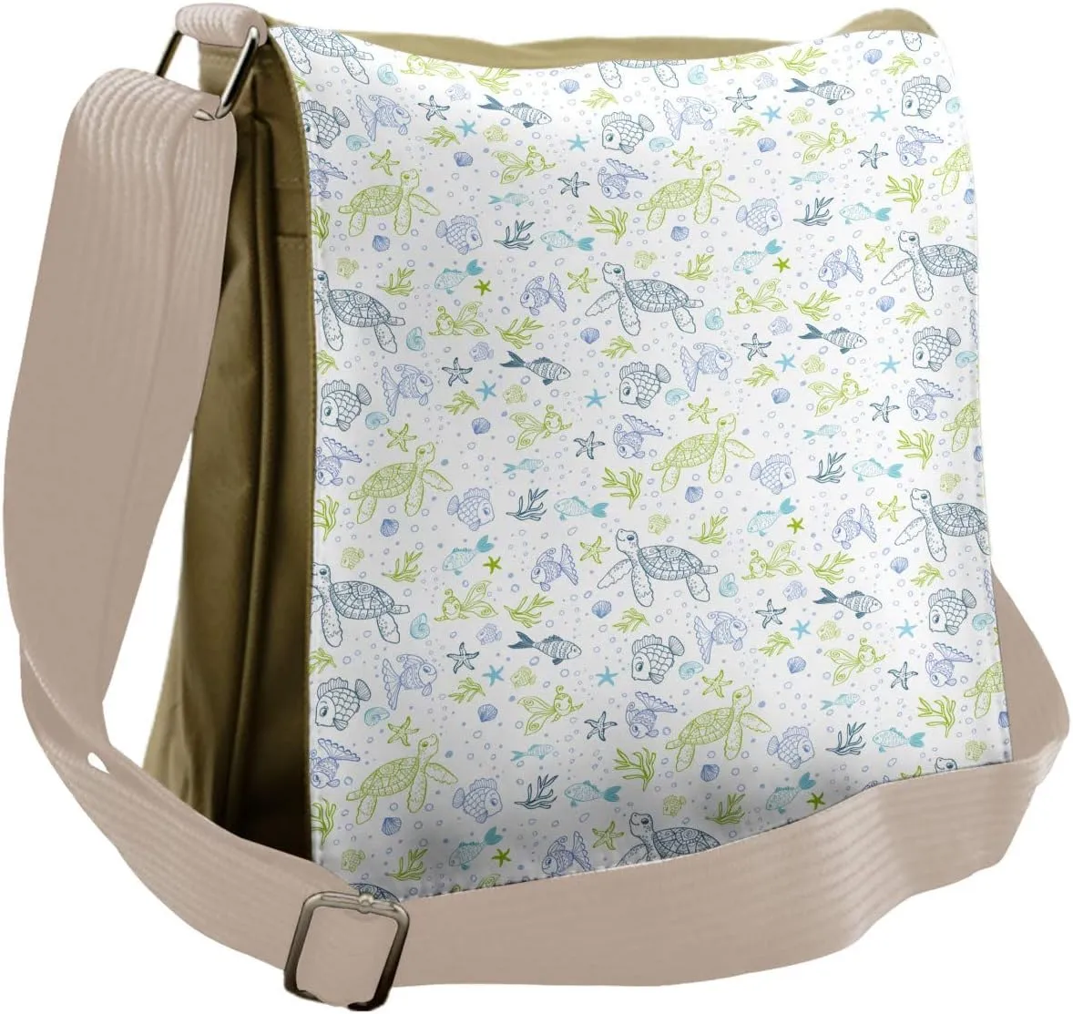 Lunarable Underwater Messenger Bag, Aquatic Animals Starfish, Unisex Cross-body