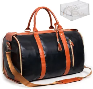 Luxe Bag with Wheels, Convertible Luxe Bag Travel with Removable Wheels, High Capacity Handbag Travel with Shoe Compartment (Black)