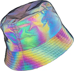 LZLRUN Rainbow Reflective Fisherman's Hat Caps Men Fluorescent Hat Casual Night Halloween Cap
