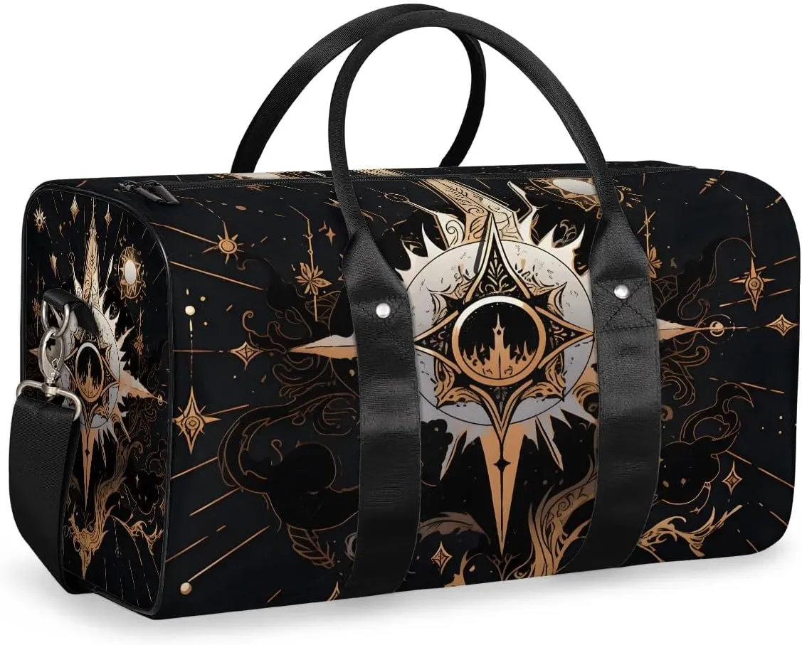 Magic Ethnic Travel Duffel Bag for Women Men Waterproof Foldable Overnight Weekender Bag Large Capacity Sports Gym Bag