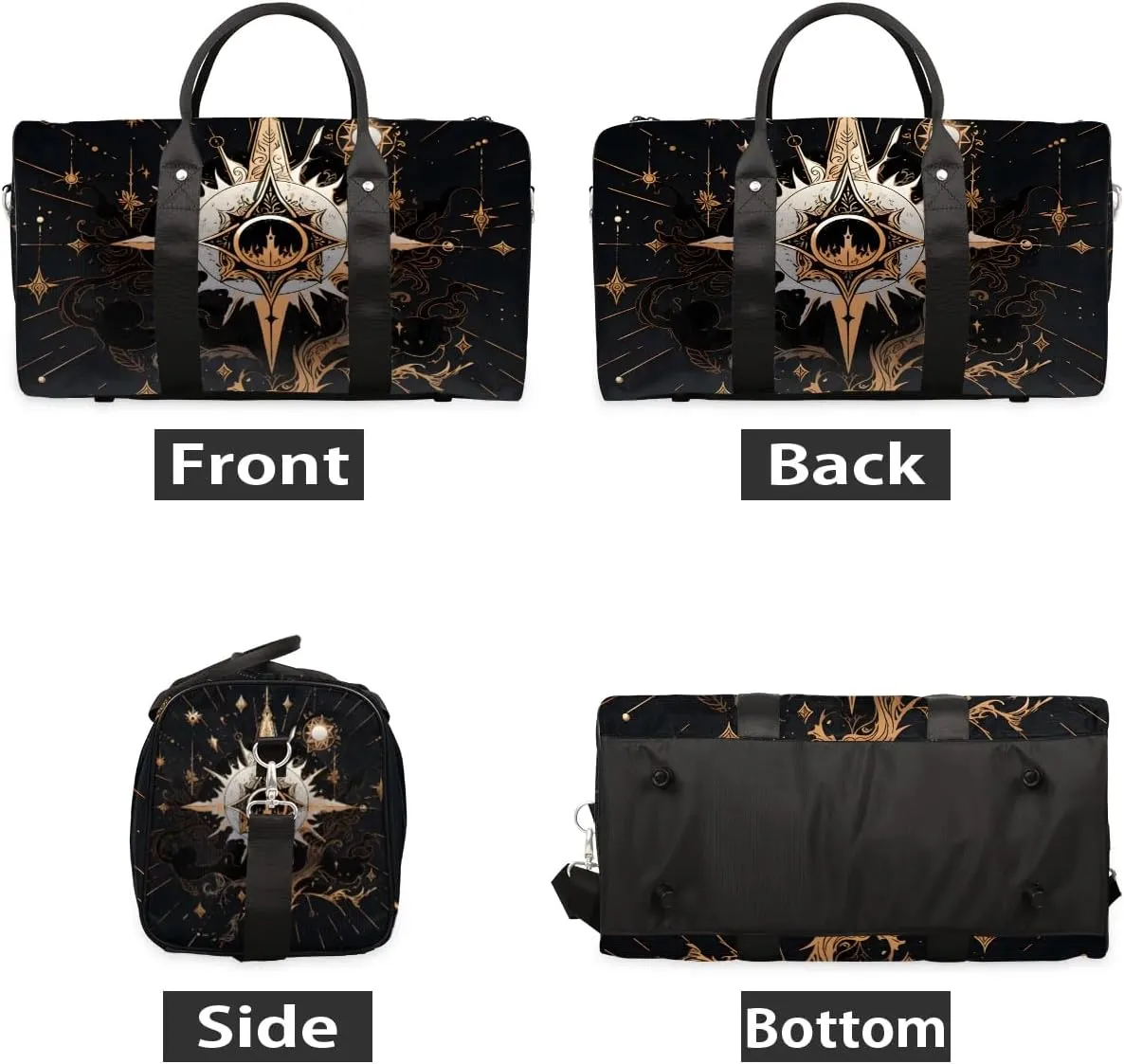 Magic Ethnic Travel Duffel Bag for Women Men Waterproof Foldable Overnight Weekender Bag Large Capacity Sports Gym Bag