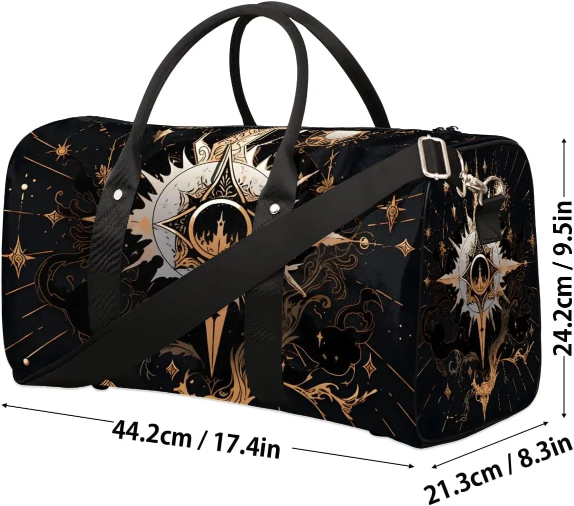 Magic Ethnic Travel Duffel Bag for Women Men Waterproof Foldable Overnight Weekender Bag Large Capacity Sports Gym Bag