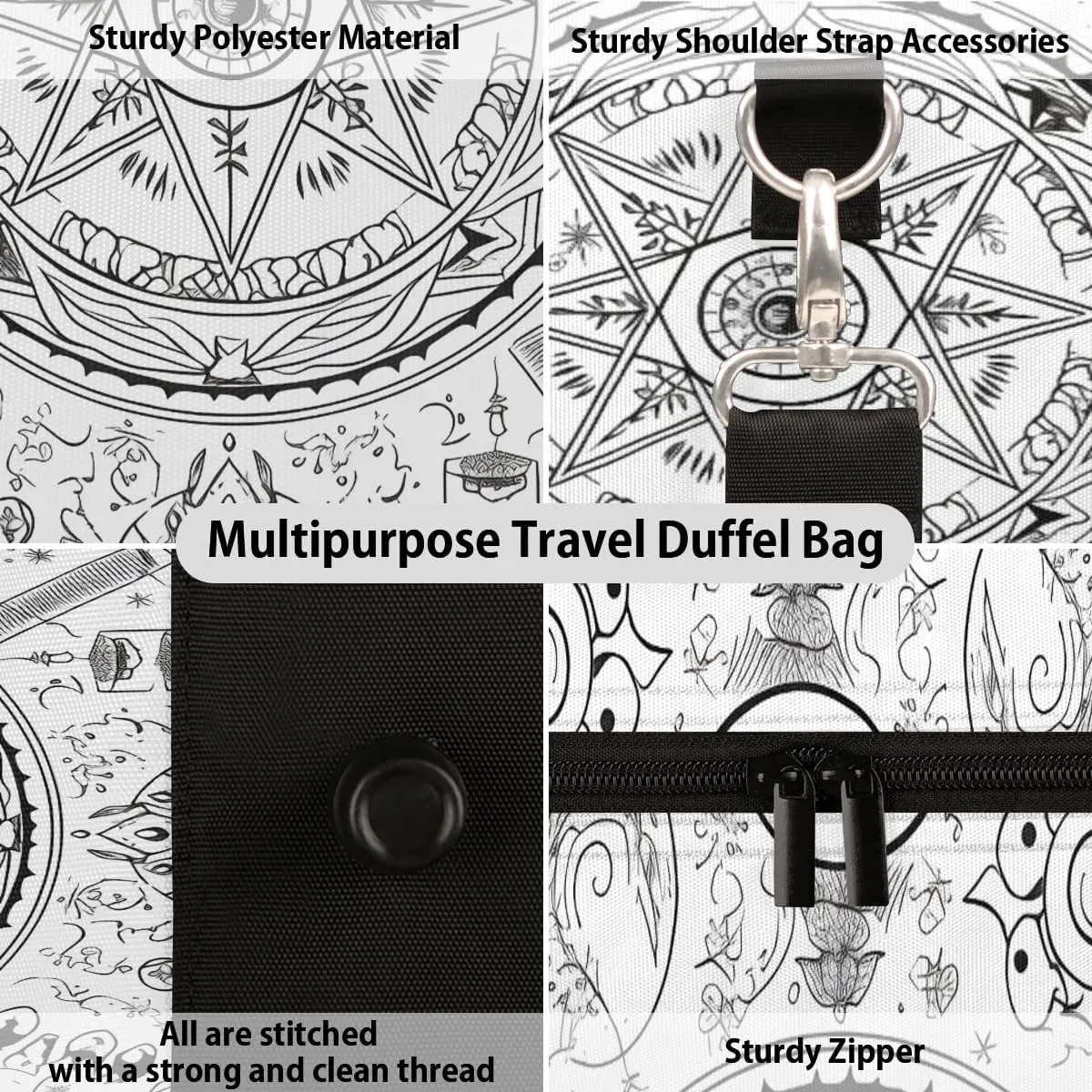 Magical Formation Print Travel Duffel Bag for Women Men Waterproof Foldable Overnight Weekender Bag Large Capacity Sports Gym Bag
