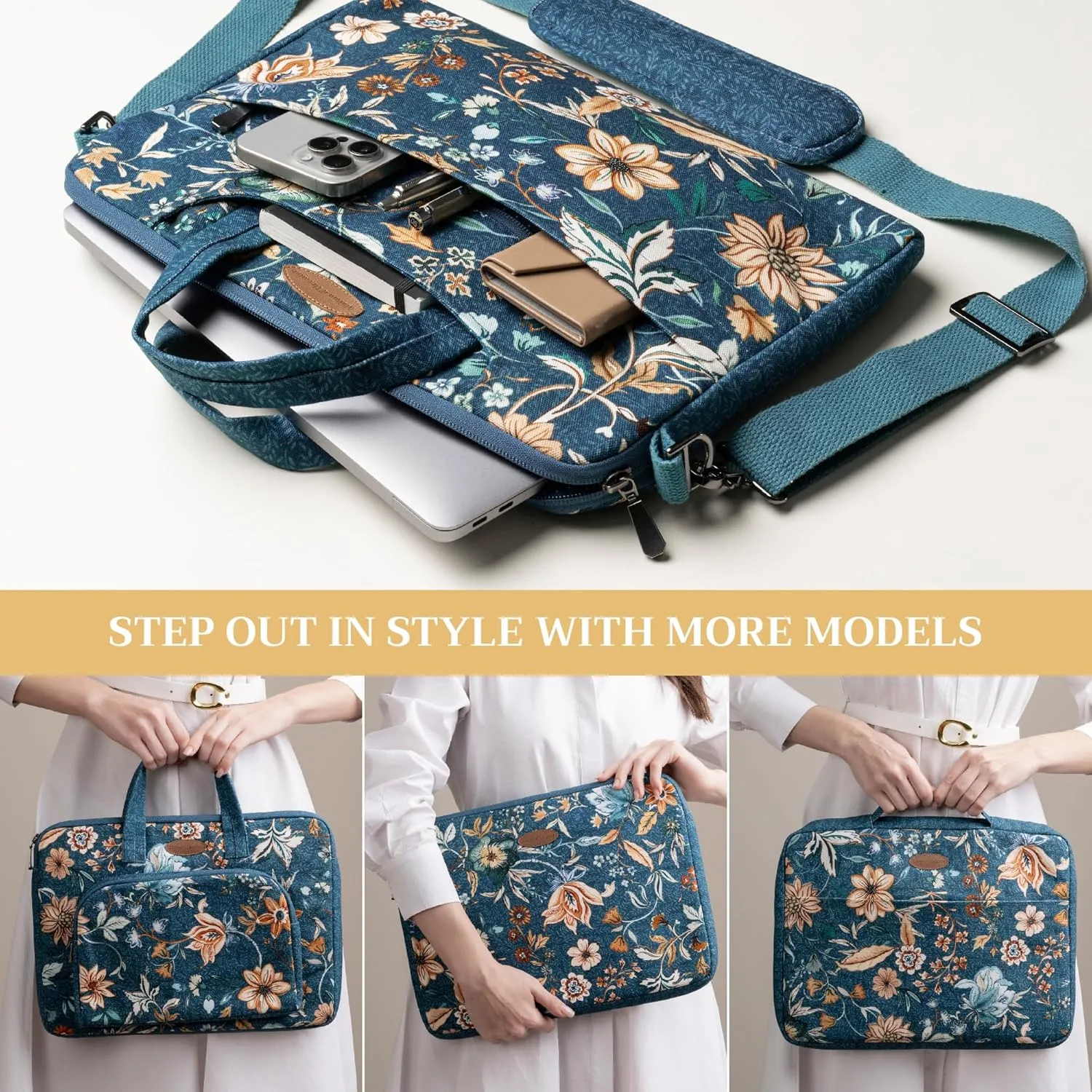 Maison d'Hermine Laptop sleeve bag upto 13.5 inch Stain and water repellent Cotton canvas - Luxury Loft - Dark Teal