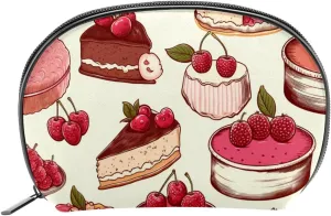 Makeup Bag Organizer,Cosmetic Bags for Women,Desserts Cake Cherry Strawberry,Small Makeup Pouch