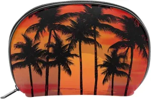 Makeup Bag Organizer,Cosmetic Bags for Women,Tropical Sunset Palm Tree,Small Makeup Pouch