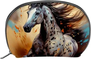Makeup Bag Organizer,Cosmetic Bags for Women,Watercolor Ink Horses,Small Makeup Pouch