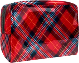 Makeup Bags for Women,Toiletry Bag for Men,Classic Stripe Red Plaid,Travel Cosmetic Bag