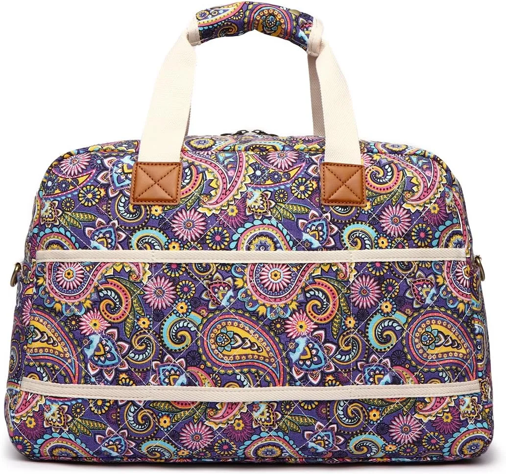 Malirona Canvas Overnight Bag Women Weekender Bag Carry On Travel Duffel Bag Floral