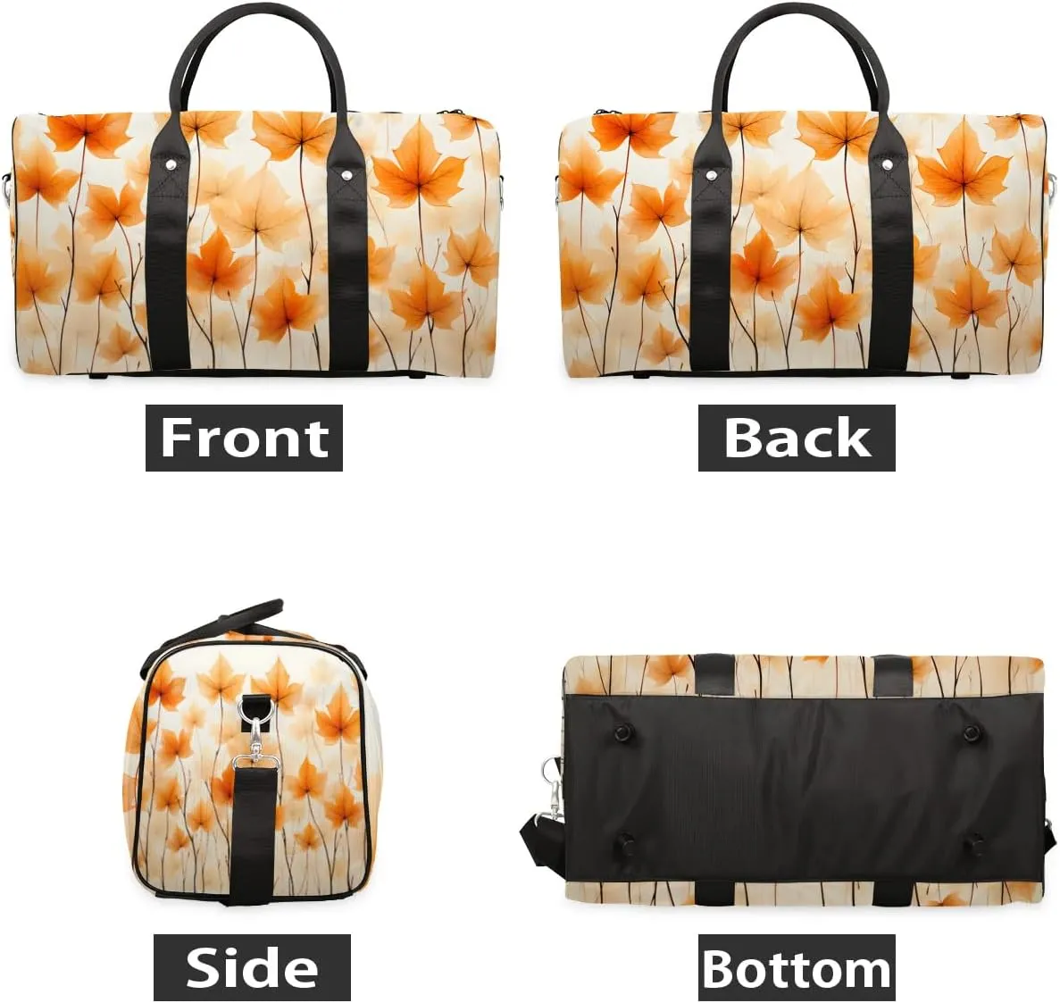 Maple Leaves Pattern Travel Duffel Bag for Women Men Waterproof Foldable Overnight Weekender Bag Large Capacity Sports Gym Bag