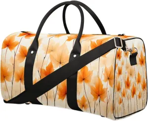 Maple Leaves Pattern Travel Duffel Bag for Women Men Waterproof Foldable Overnight Weekender Bag Large Capacity Sports Gym Bag