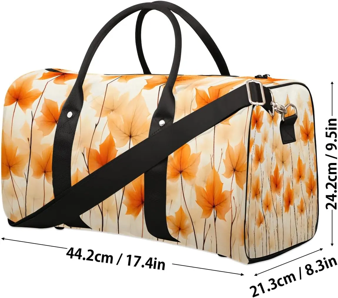 Maple Leaves Pattern Travel Duffel Bag for Women Men Waterproof Foldable Overnight Weekender Bag Large Capacity Sports Gym Bag