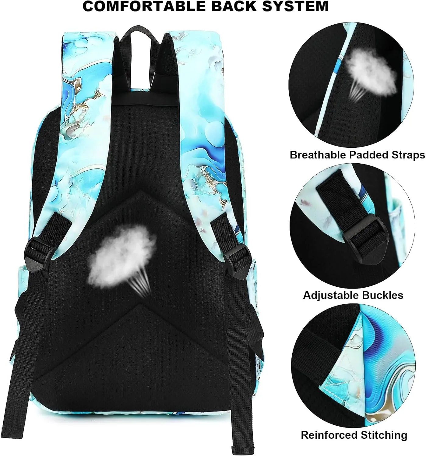 Marble School Backpack for Girls Womens, School Bags Collge Bookbags Laptop Backpacks for Kids Teens Adults (Green)