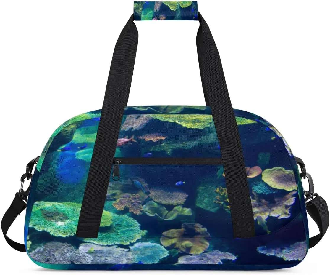 Marine Gym Duffel Bag for Men Women Submarine Plants Sports Tote Bag with Adjustable Shoulder Strap for Dance Gymnastics Traveling Outdoor Camping Overnight Stay