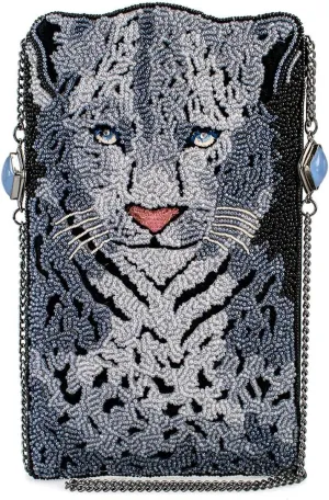 Mary Frances Wild Cat Crossbody Phone Bag, Grey/Black