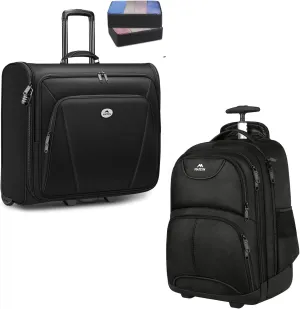 MATEIN Rolling Garment Bag with 2 Packing Cubes, Large Check-in Travel Garment Bags with 17.3 Inch Laptop Compartment, Wrinkle Free Wheeled Business Softside Suitcase Luggage for Men and Women, Black