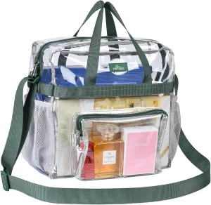 MAY TREE Clear Bag for Stadium Events 12×6×12 Clear Tote Lunch Bag with Reinforced Straps for Work and Sporting Events, Green