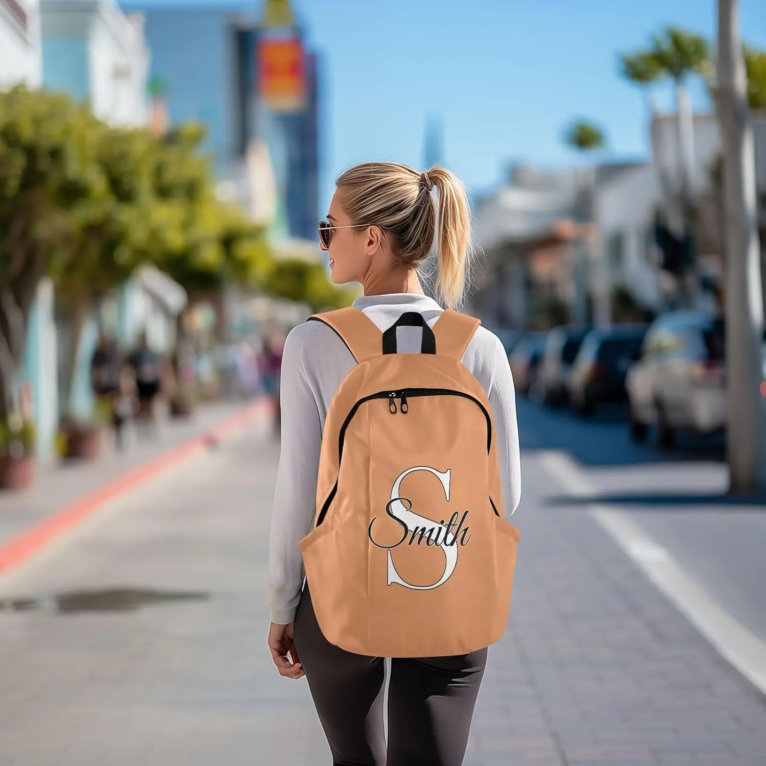 MCHIVER Custom Travel Backpack Apricot Crush Personalized Casual Daypack Backpacks Lightweight Carry on Bag Water Resistant Bookbag for Women and Men