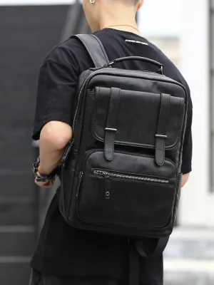 Men's Korean Style Leather Simple Fashion Trend Backpacks