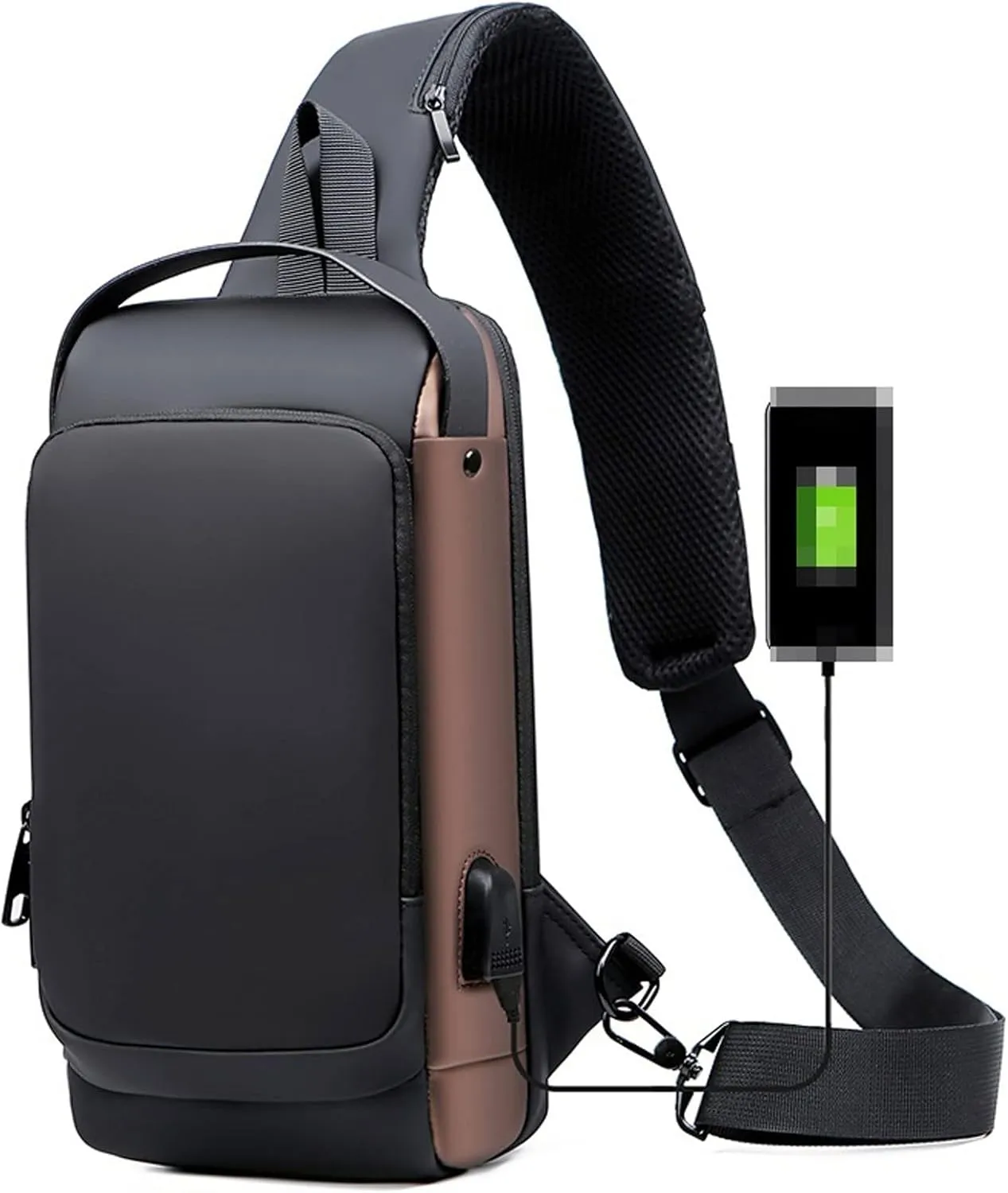 Messenger Bags Men's Messenger Backpack Messenger Shoulder Chest Bag Travel Motorcycle Waterproof Men's Messenger Bag(Black)