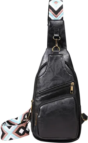 Messenger Briefcase Women Versatile Solid Color PU Ethnic Woven Strap Crossbody Bag Chest Bag