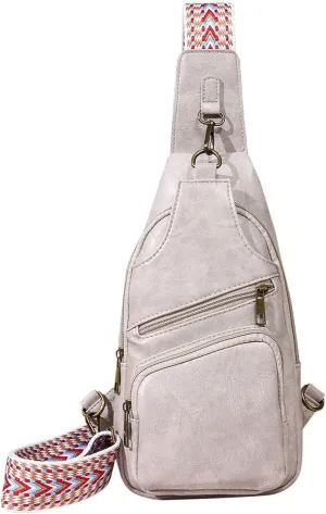 Messenger Briefcase Women Versatile Solid Color PU Ethnic Woven Strap Crossbody Bag Chest Bag