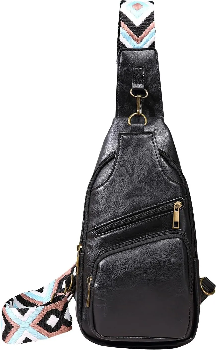 Messenger Briefcase Women Versatile Solid Color PU Ethnic Woven Strap Crossbody Bag Chest Bag