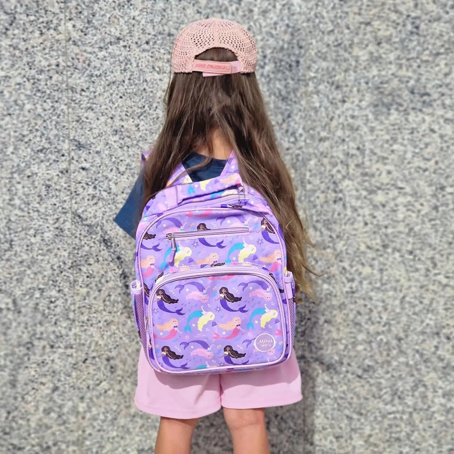 mibasies Kids Backpack for Girls: Girls Backpack 5-8 - Kindergarten Elementary School Bookbag for Girl - Mermaid Purple