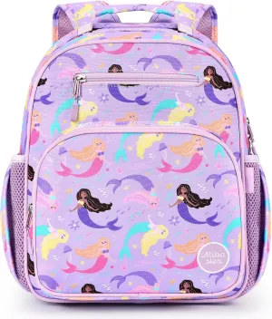 mibasies Kids Backpack for Girls: Girls Backpack 5-8 - Kindergarten Elementary School Bookbag for Girl - Mermaid Purple