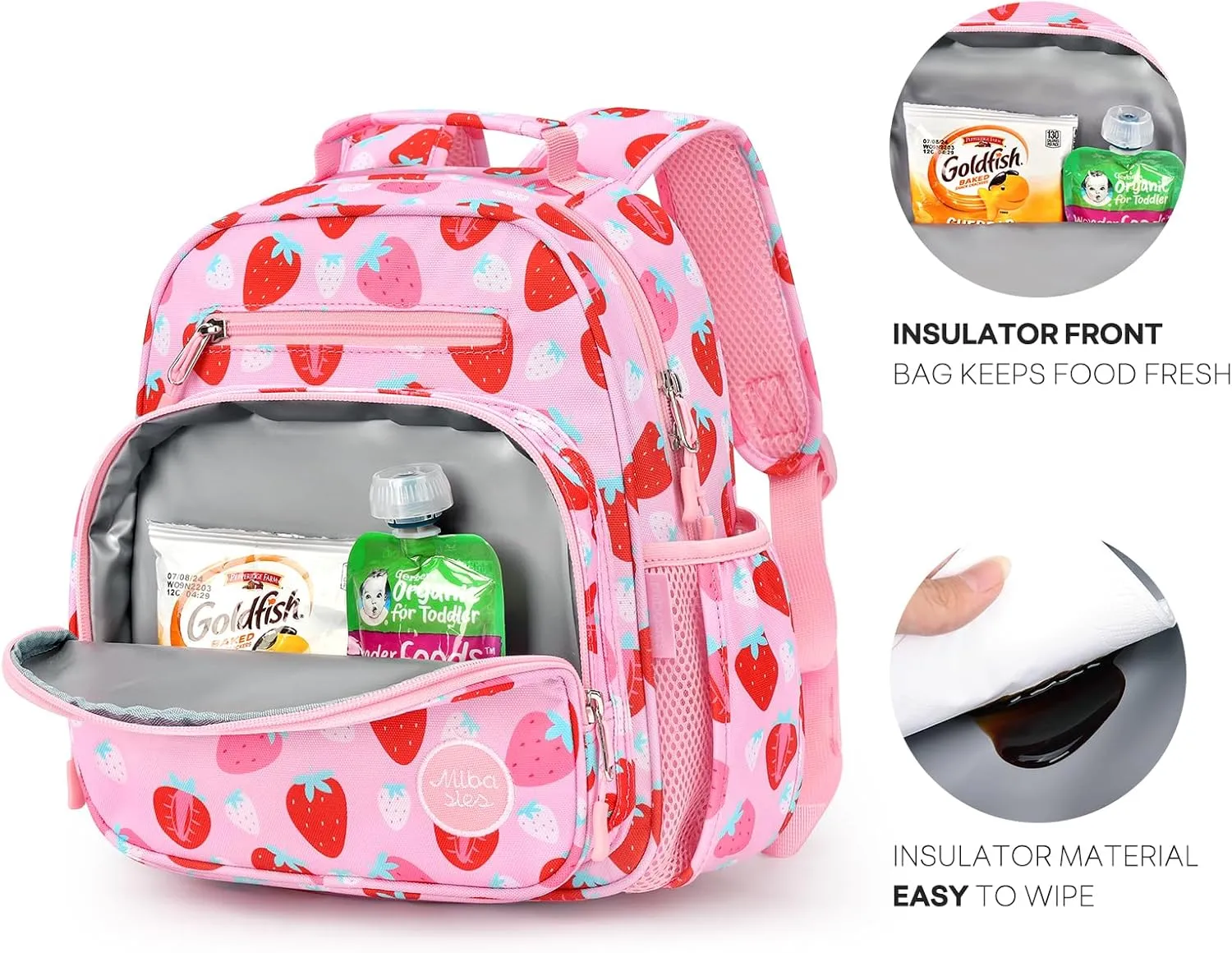 mibasies Toddler Backpack for Girls 2-4: Cute Kids Backpacks for Girls - Preschool Kindergarten Backpack - Assorted Strawberry Pink