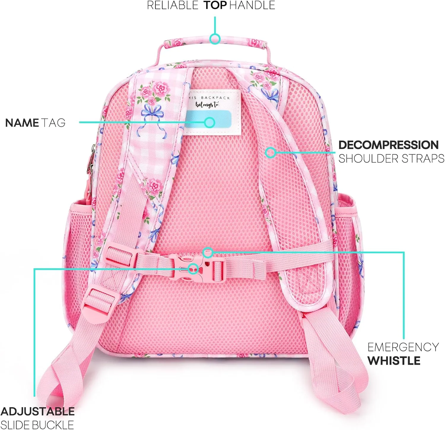 mibasies Toddler Backpack for Girls 2-4: Preschool Kindergarten Backpack - Cute Kids Backpacks for Girls - Rose Pink